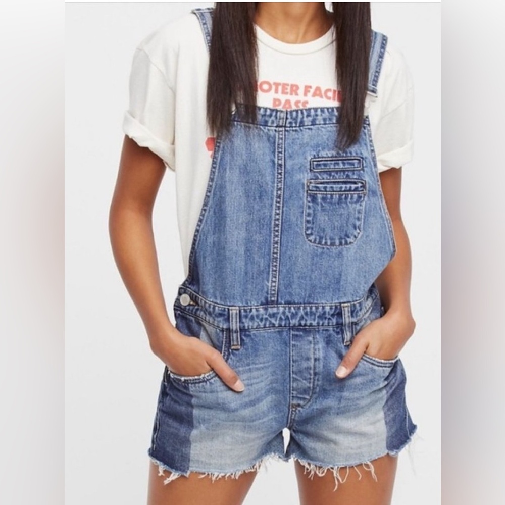 Blank NYC Blue Denim Short Overalls